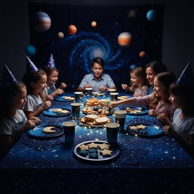 STARRY SKY BIRTHDAY NAPKINS, PACK OF 20 BLUE SPACE PARTY NAPKINS, TABLE DECORATION, 33 X 33 CM PAPER NAPKINS, CHILDREN'S BIRTHDAY PARTY ACCESSORIES FOR GALAXY DECORATION, TABLE NAPKIN - Image 5